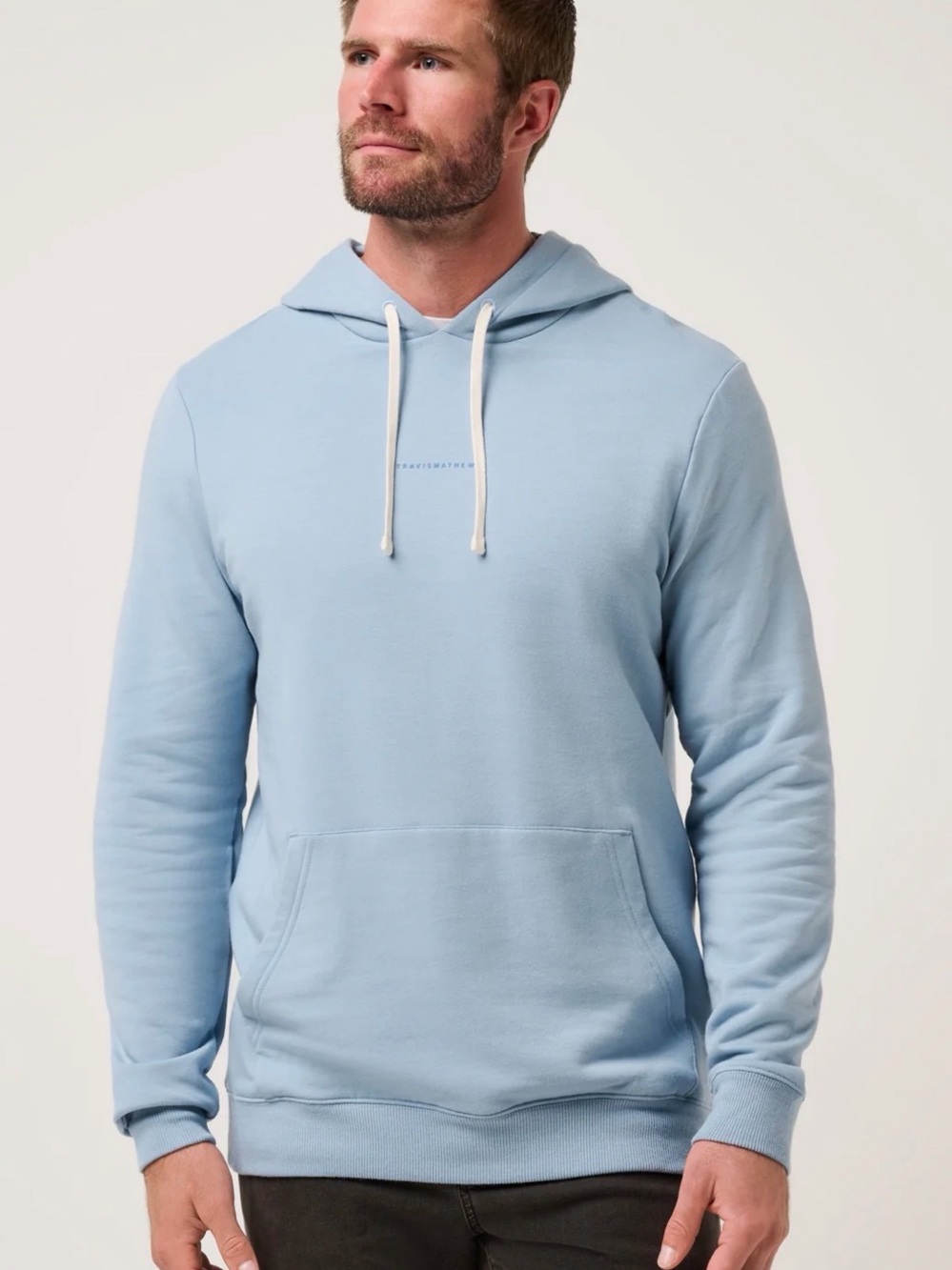 TravisMathew Coastal Cloud Hoodie Ash Blue Pullover Golf Sweatshirt Small